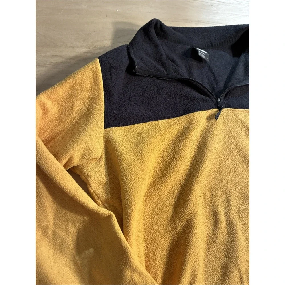 The North Face Fleece Quarter Zip Jacket Men's Size Medium Black/Yellow - Picture 4 of 9